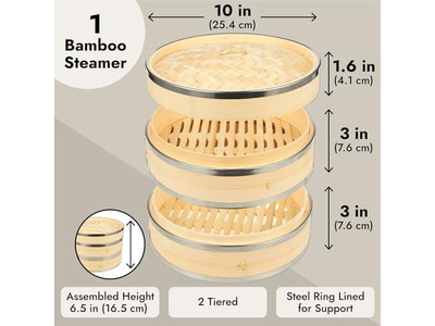 2 लेयर कैबिनेट फैक्ट्री बांस की भाप टोकरी