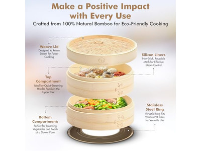 6 मोमो बन स्टीम सब्जियाँ बांस की भाप टोकरी