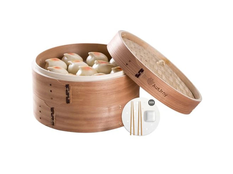 मोमो 8 टॉर्टिला टियर पॉट बांस की भाप टोकरी खरीदें