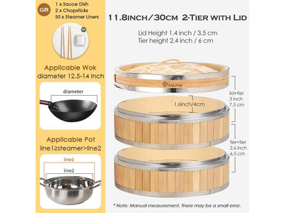 पॉट सेट्स कुकवेयर बांस की भाप टोकरी