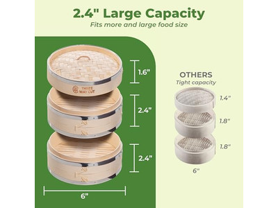 सीफूड डिमसम स्टीमर्स बांस की भाप टोकरी