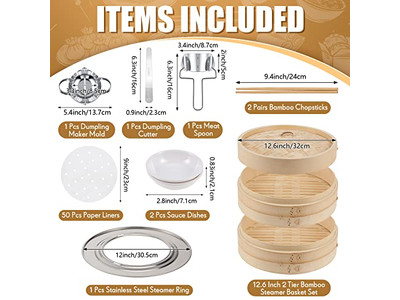 स्टीम पॉट्स सेट्स बांस की भाप टोकरी