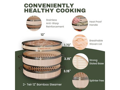 स्टोवटॉप खाना पकाने के स्टीमर बांस की भाप टोकरी