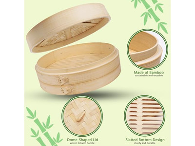 स्टीमर डिम सम बंबू 10 बांस की भाप टोकरी