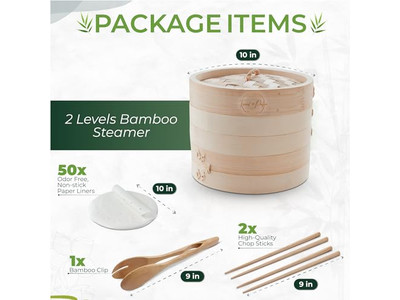 ढक्कन के साथ गहरे पॉट ब्रोकोली बांस की भाप टोकरी