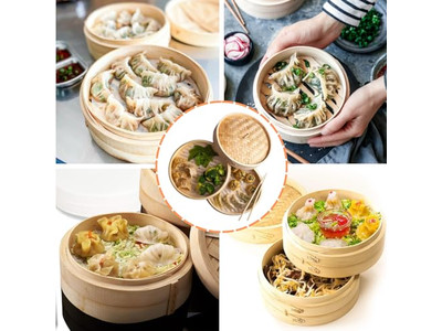 वुड सेट बन फूड 8 डम्पलिंग बांस की भाप टोकरी